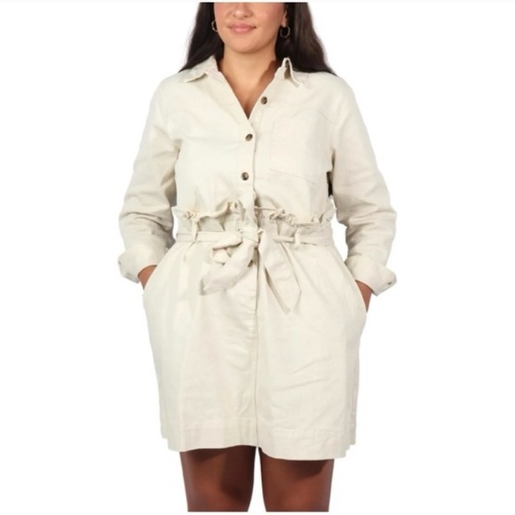 Who What Wear Dresses & Skirts - Who what wear beige birch tie waist denim dress size 3x long sleeves